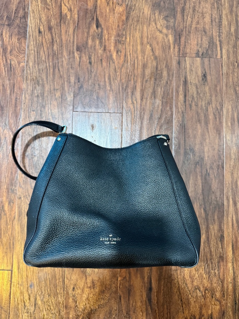 Kate Spade Black Pebbled Shoulder Bag with Three Compartments